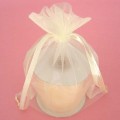 Flat Organza Gift Bag with 2 Satin Ribbon Ivory 10/PK